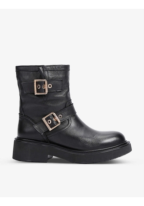 Biker Low buckle-embellished leather ankle boots