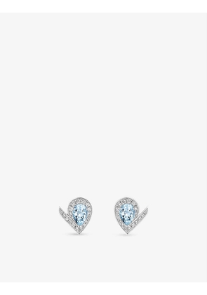 Joséphine Aigrette 22ct white-gold, 0.35ct brilliant-cut diamond and 1.2ct pear-cut aquamarine earrings