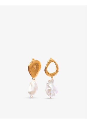 The Infernal Storm 24ct yellow gold-plated bronze and pearl earrings