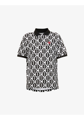 Checker pique cotton polo shirt