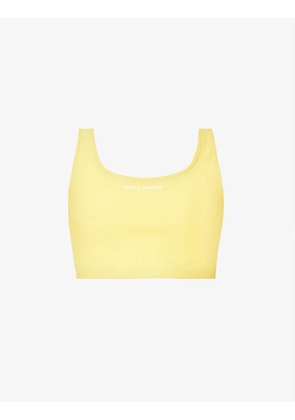 Reore logo-print ribbed stretch-cotton crop top