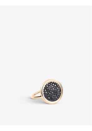 Ginette NY Disk 18ct rose-gold and 0.53ct black diamond ring