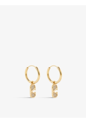 VLOGO brass and rhinestone-embellished hoop earrings