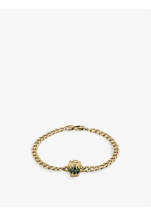 Lionhead 18ct yellow-gold, emerald and 0.01ct diamond chain bracelet