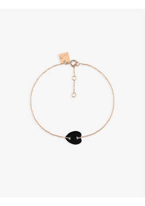 Ginette NY Angele mini 18ct rose-gold and onyx heart chain bracelet