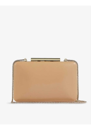 Dotty gold-toned hardware patent-leather clutch