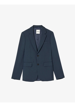 Single-breasted wool-blend suit jacket