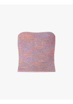 Peeping sleeveless stretch-knitted top
