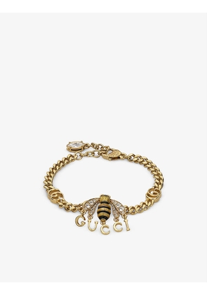 Bee brass and crystal bracelet