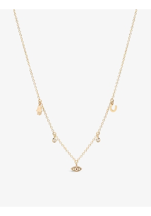 Zoë Chicco Itty Bitty multi-charm 14ct yellow-gold and 0.03ct diamond necklace