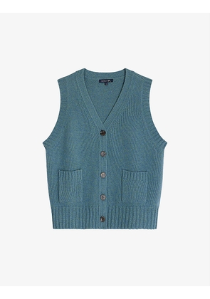 Fluo buttoned V-neck stretch-knit sweater vest