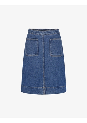 Minorque slip pocket stretch-denim midi skirt