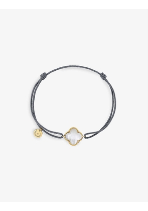 Morganne Bello Clover 18ct yellow-gold mother-of-pearl leather cord bracelet