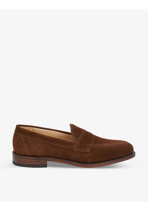 Imperial strap suede-texture leather loafers