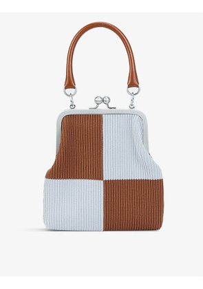 Bolita contrast-pattern knitted top-handle bag