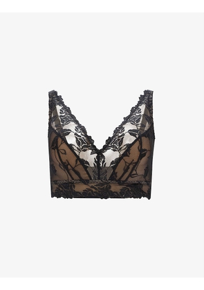 Sofessence floral-embroidered stretch-mesh bralette