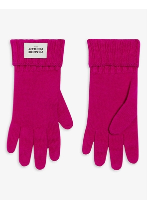 Agant logo-patch knitted wool gloves
