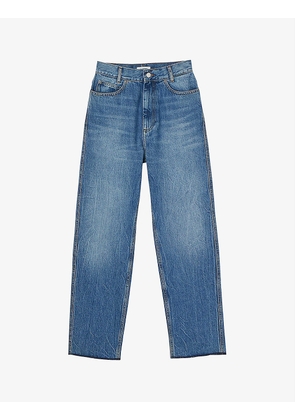 Clark faded-wash tapered high-rise jeans