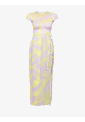 Vivian abstract-pattern woven maxi dress
