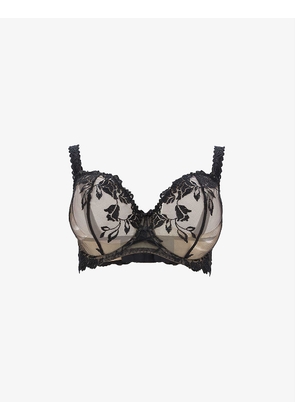 Sofessence floral-embroidered stretch-mesh half-cup bra