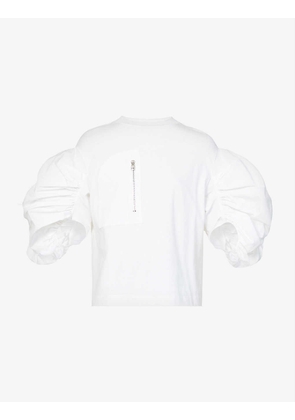 Parka puff-sleeved cotton-jersey T-shirt
