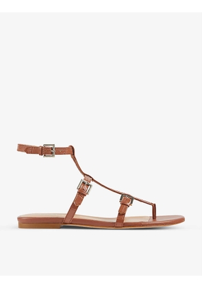 Leah croc-embossed leather gladiator sandals