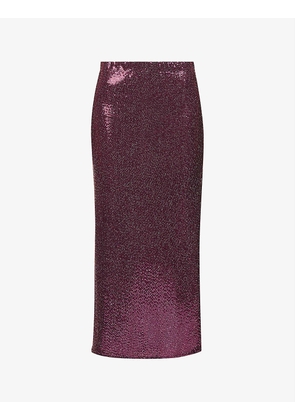 Lidiya metallic stretch-woven midi skirt