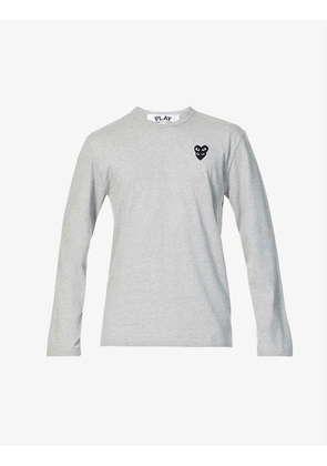 Overlap heart-print cotton-jersey top