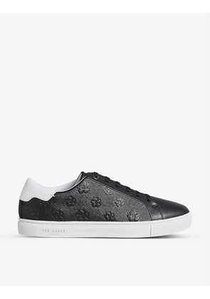 Melvinn floral-embossed leather low-top trainers