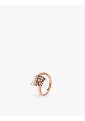 Divas Dream 18ct rose-gold, 0.08ct diamond and mother-of-pearl ring