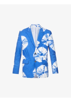 Tie-dye padded-shoulder regular-fit cotton blazer
