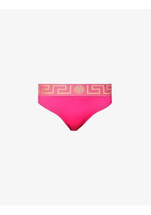 Greca Border mid-rise bikini bottoms