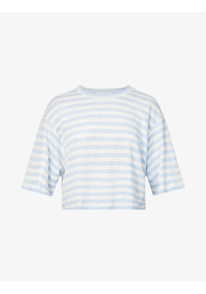 Boxy striped organic-linen T-shirt