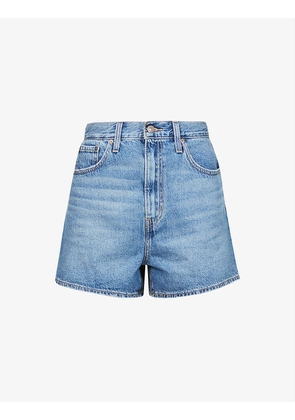 Loose-fit high-rise cotton-blend denim shorts