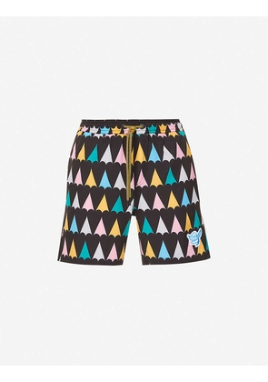 Heart all-over print brand-appliquéd swim shorts
