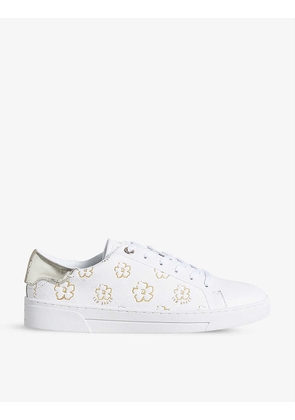 Taliy floral-embossed leather low-top trainers
