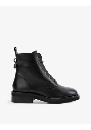 Lock lace-up leather ankle boots