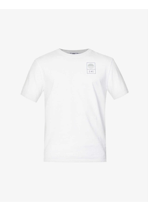 Brand-print dropped-shoulder organic cotton-jersey T-shirt