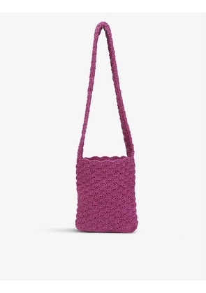 Hand-knit cotton shoulder bag
