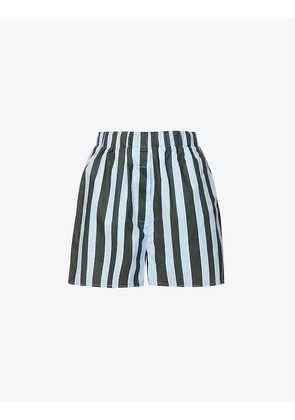 Lara striped mid-rise cotton shorts