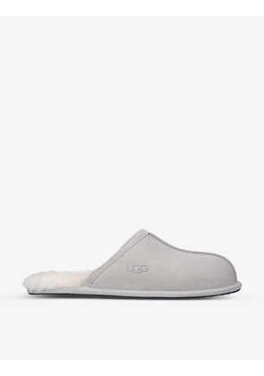 Scuff brand-embossed suede and shearling slippers