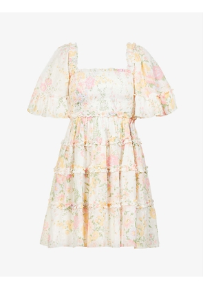 Sunrise floral-printed organic cotton mini dress