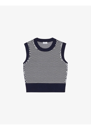 Majuscule graphic-pattern knitted vest