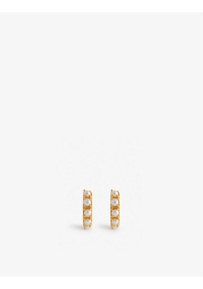 Daphine Womens Gold/pearl June 18ct Yellow Gold-plated Brass and Pearl Hoop Earrings