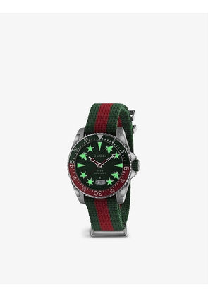 YA136339 Gucci Dive stainless steel and recycled polyester quartz watch