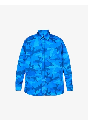 Camouflage-print relaxed-fit cotton-poplin shirt