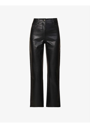 Junior straight-leg mid-rise leather-blend trousers