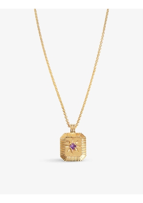 February Birthstone recycled 18ct yellow gold-plated vermeil sterling-silver and amethyst pendant necklace