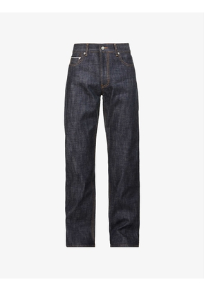 Relaxed-fit straight-leg raw-denim jeans