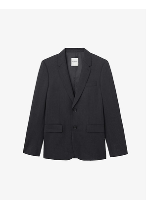 Flecked-detail single-breasted wool suit jacket